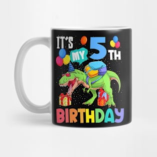 T Rex Dinosaur Its My 5Th Birthday 5 Years Old Boys Kids Mug